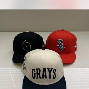 Grays, Black, and Red Baseball Caps
